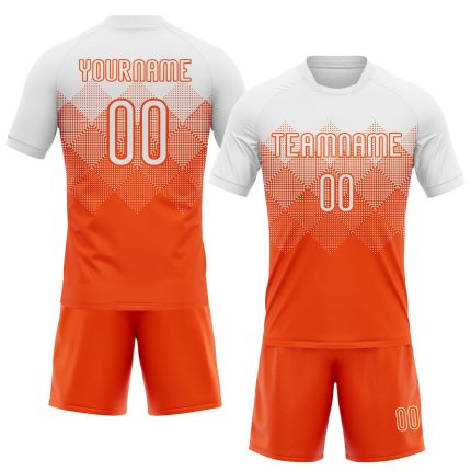 Personalized Orange White Geometric Shape Sublimation Volleyball Uniform Jersey Team Custom Name and Number
