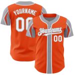 Personalized Orange White-Gray 3 Colors Arm Shapes Authentic Baseball Jersey Team Custom Name and Number