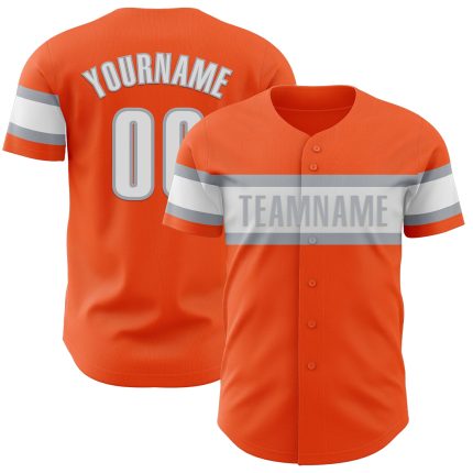 Personalized Orange White-Gray Authentic Baseball Jersey