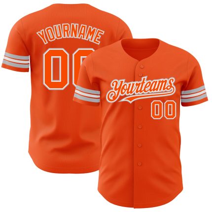 Personalized Orange White-Gray Authentic Baseball Jersey Team Custom Name and Number
