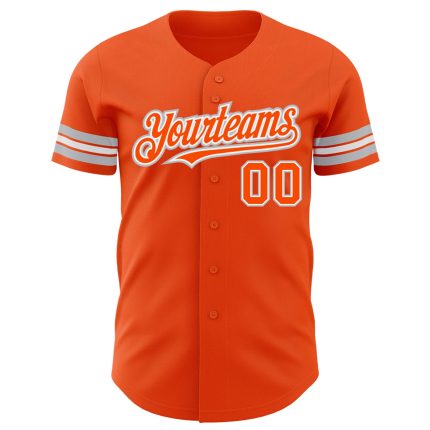 Personalized Orange White-Gray Authentic Baseball Jersey Team Custom Name and Number