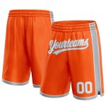 Personalized Orange White-Gray Authentic Basketball Shorts Team Custom Name and Number