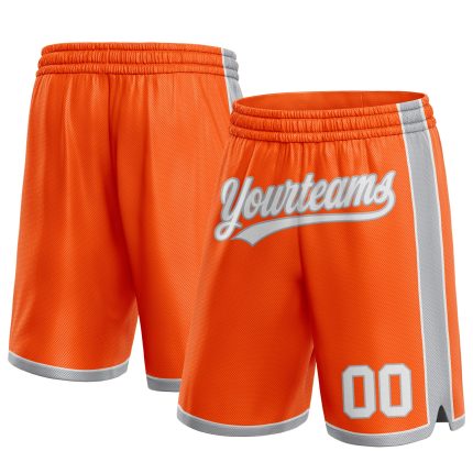 Personalized Orange White-Gray Authentic Basketball Shorts Team Custom Name and Number