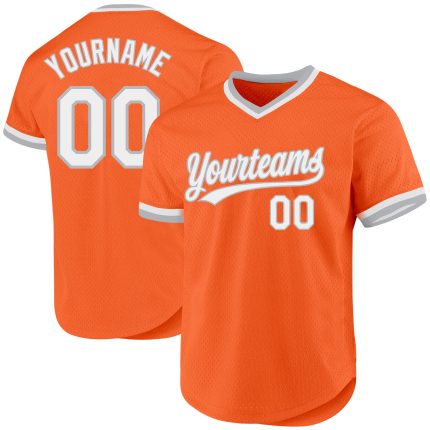 Personalized Orange White-Gray Authentic Throwback Baseball Jersey Team Custom Name and Number