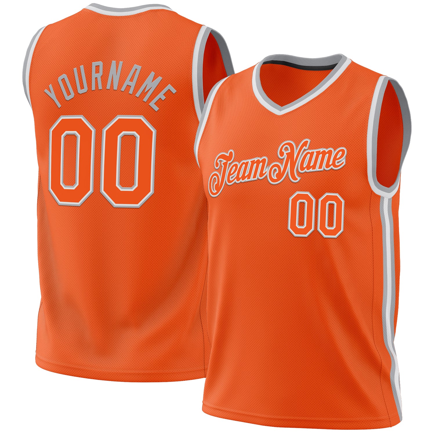 Personalized Orange White-Gray Authentic Throwback Basketball Jersey Team Custom Name and Number