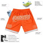 Personalized Orange White-Gray Authentic Throwback Basketball Shorts Team Custom Name and Number