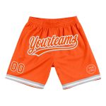 Personalized Orange White-Gray Authentic Throwback Basketball Shorts Team Custom Name and Number