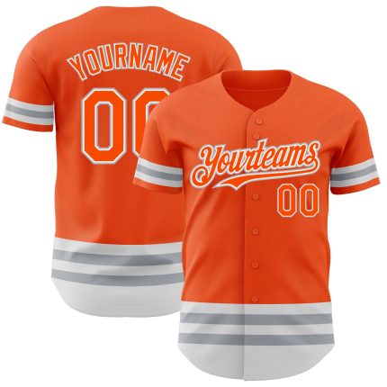 Personalized Orange White-Gray Line Authentic Baseball Jersey Team Custom Name and Number