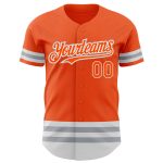 Personalized Orange White-Gray Line Authentic Baseball Jersey Team Custom Name and Number