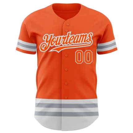 Personalized Orange White-Gray Line Authentic Baseball Jersey Team Custom Name and Number