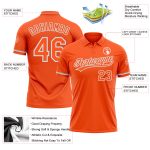 Personalized Orange White-Gray Performance Vapor Golf Polo Shirt Team Custom Name and Number