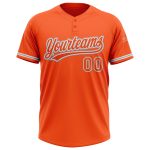 Personalized Orange White-Gray Two-Button Unisex Softball Jersey Team Custom Name and Number