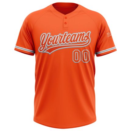Personalized Orange White-Gray Two-Button Unisex Softball Jersey Team Custom Name and Number