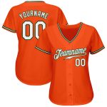Personalized Orange White-Green Authentic Baseball Jersey