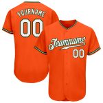 Personalized Orange White-Green Authentic Baseball Jersey