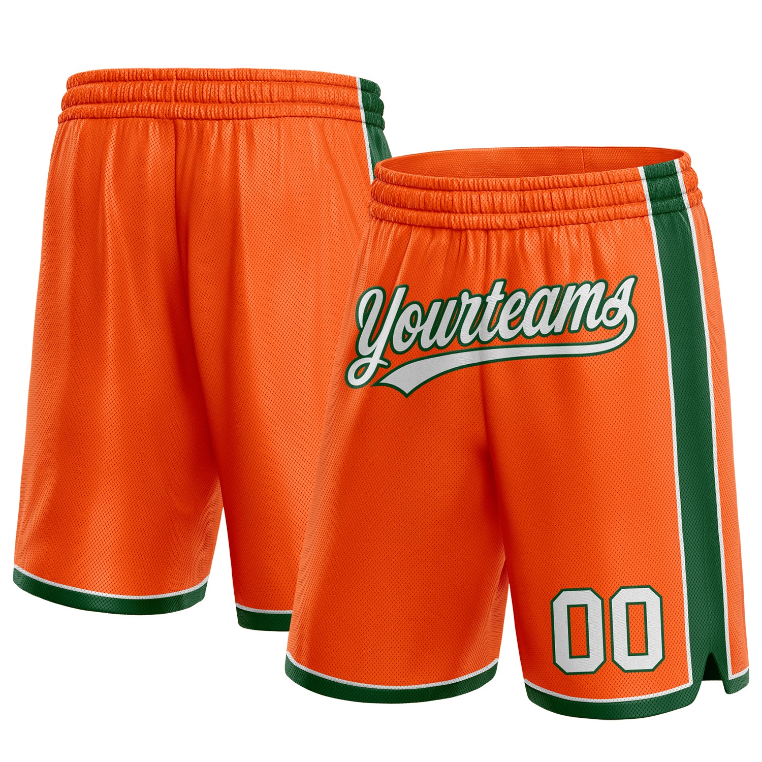 Personalized Orange White-Green Authentic Basketball Shorts Team Custom Name and Number