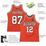 Personalized Orange White-Green Authentic Throwback Basketball Jersey Team Custom Name and Number