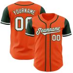 Personalized Orange White-Green Authentic Two Tone Baseball Jersey Team Custom Name and Number