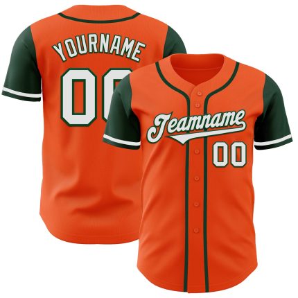 Personalized Orange White-Green Authentic Two Tone Baseball Jersey Team Custom Name and Number