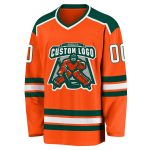 Personalized Orange White-Green Hockey Jersey