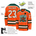 Personalized Orange White-Green Hockey Jersey