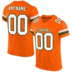 Personalized Orange White-Green Mesh Authentic Football Jersey Team Custom Name and Number