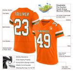 Personalized Orange White-Green Mesh Authentic Football Jersey Team Custom Name and Number