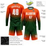 Personalized Orange White-Green Sublimation Long Sleeve Fade Fashion Soccer Uniform Jersey Team Custom Name and Number