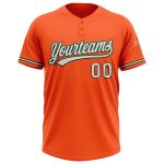 Personalized Orange White-Green Two-Button Unisex Softball Jersey Team Custom Name and Number