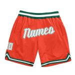 Personalized Orange White-Hunter Green Authentic Throwback Basketball Shorts Team Custom Name and Number