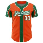 Personalized Orange White-Kelly Green 3 Colors Arm Shapes Authentic Baseball Jersey Team Custom Name and Number