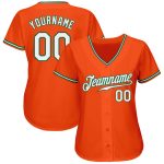 Personalized Orange White-Kelly Green Authentic Baseball Jersey