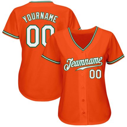 Personalized Orange White-Kelly Green Authentic Baseball Jersey