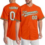 Personalized Orange White-Kelly Green Authentic Baseball Jersey Team Custom Name and Number