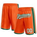Personalized Orange White-Kelly Green Authentic Basketball Shorts Team Custom Name and Number