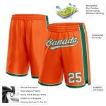 Personalized Orange White-Kelly Green Authentic Basketball Shorts Team Custom Name and Number