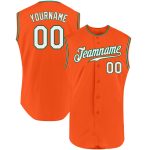 Personalized Orange White-Kelly Green Authentic Sleeveless Baseball Jersey Team Custom Name and Number