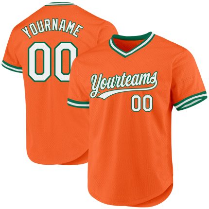 Personalized Orange White-Kelly Green Authentic Throwback Baseball Jersey Team Custom Name and Number