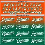 Personalized Orange White-Kelly Green Bomber Full-Snap Varsity Letterman Fade Fashion Jacket Team Custom Name and Number