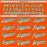 Personalized Orange White-Kelly Green Bomber Full-Snap Varsity Letterman Jacket Team Custom Name and Number