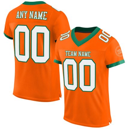 Personalized Orange White-Kelly Green Mesh Authentic Football Jersey