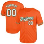Personalized Orange White-Kelly Green Mesh Authentic Throwback Baseball Jersey Team Custom Name and Number