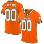 Personalized Orange White-Kelly Green Mesh Authentic Throwback Football Jersey Team Custom Name and Number