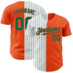 Personalized Orange White-Kelly Green Pinstripe Authentic Split Fashion Baseball Jersey Team Custom Name and Number