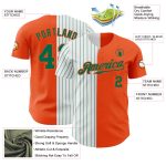 Personalized Orange White-Kelly Green Pinstripe Authentic Split Fashion Baseball Jersey Team Custom Name and Number