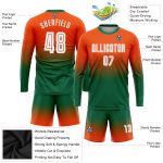 Personalized Orange White-Kelly Green Sublimation Long Sleeve Fade Fashion Soccer Uniform Jersey Team Custom Name and Number