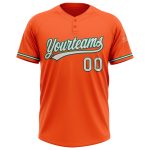 Personalized Orange White-Kelly Green Two-Button Unisex Softball Jersey Team Custom Name and Number