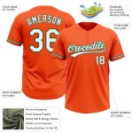 Personalized Orange White-Kelly Green Two-Button Unisex Softball Jersey Team Custom Name and Number