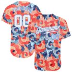 Personalized Orange White-Light Blue 3D Pattern Design Flowers Authentic Baseball Jersey Team Custom Name and Number
