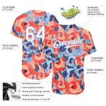 Personalized Orange White-Light Blue 3D Pattern Design Flowers Authentic Baseball Jersey Team Custom Name and Number